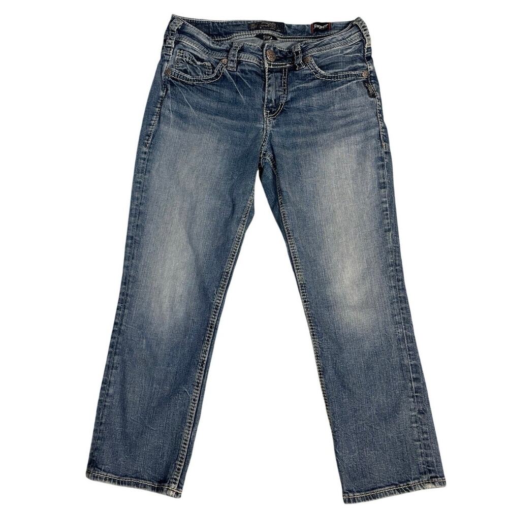 Silver Jeans Suki Low Capri Super Stretch Womens 28x22 Medium Wash Denim
